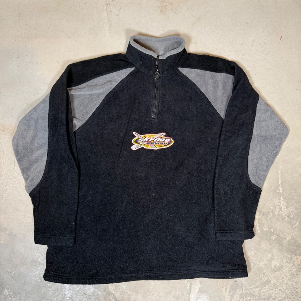 Ski-Doo Team Bombardier Fleece Quarter Zip Pullover Black Grey Mens XL 443893